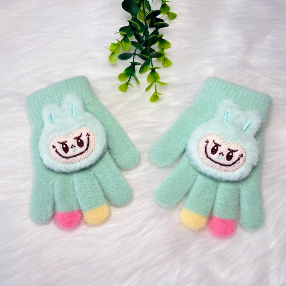 Cute Monster Character Kids Fuzzy Gloves